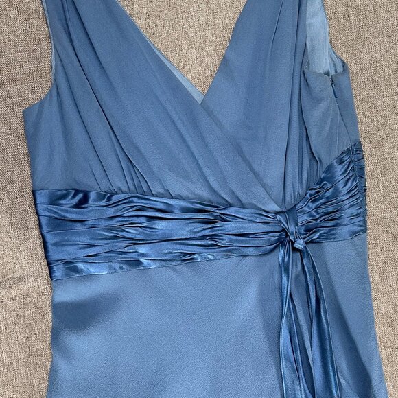 Maggy London 100% Silk Maxi Fit & Flare Dress Women's 8 Blue Wedding Party NWT - Picture 7 of 15